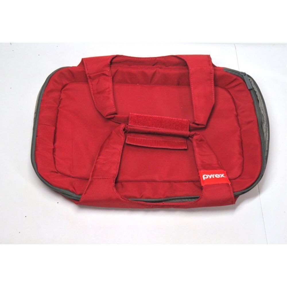 Vintage Pyrex Portables Red Casserole Dish Travel Bag Ice Heating Pack Included
